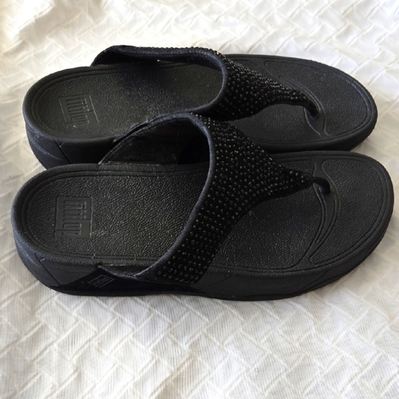 Fitflop Shoes - Fitflop Lulu Black Strassy Sandals Summer Shoes Casual Comfort Shoes